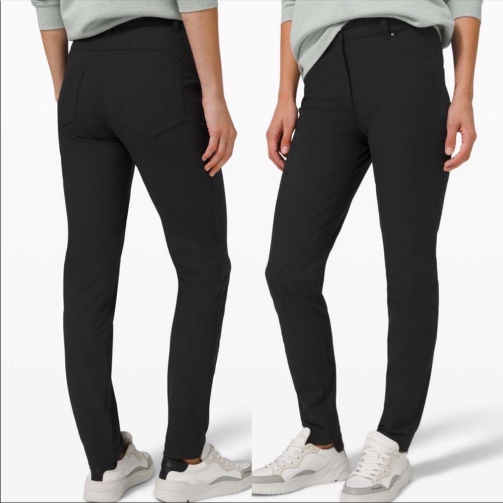 Lululemon City Sleek Black Skinny Pants Recycled Polyester Trousers size 8